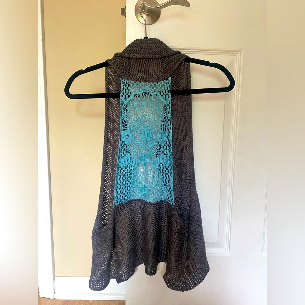 Stylish Gray and Blue Women's Hand knit Vest